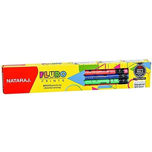 Natraj Fluro RT Print Pencil Pack of 10