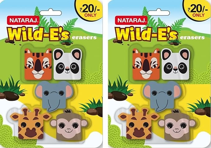 Nataraj Wild-E's Erasers 5 Pieces  Pack of 2