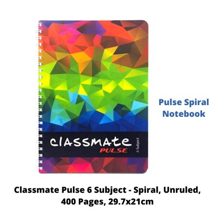Classmate Pulse 6 Subject - Spiral, Unruled, 400 Pages,